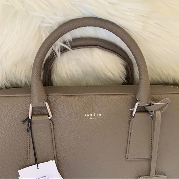 New! SANDRO Paris Pebbled Laptop Briefcase Bag - Picture 4 of 14